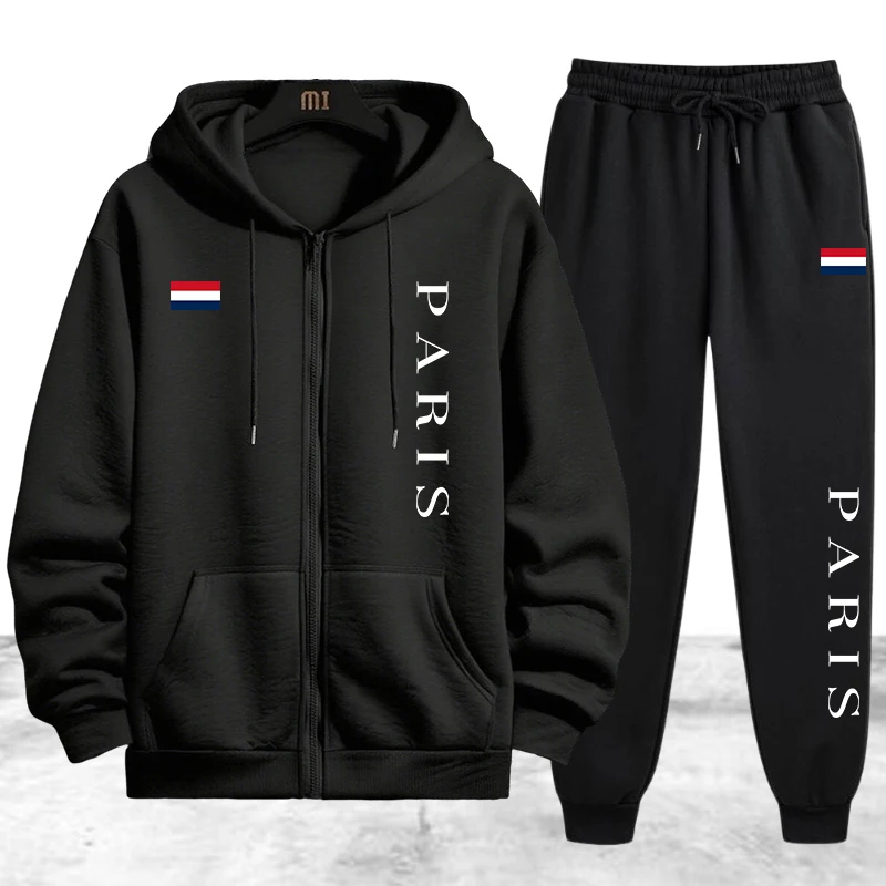 Paris Men'S Fashion - Paris Printing Men's Tracksuit Casual Zip