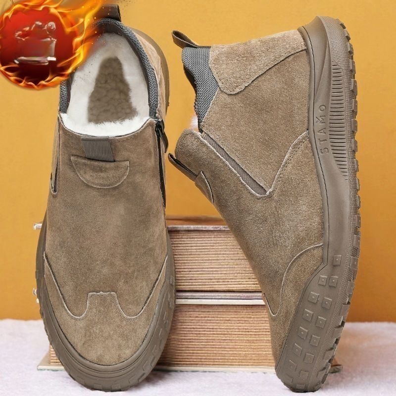 Suede Loafers Men - Winter Men's Shoes Plush Warm Cotton