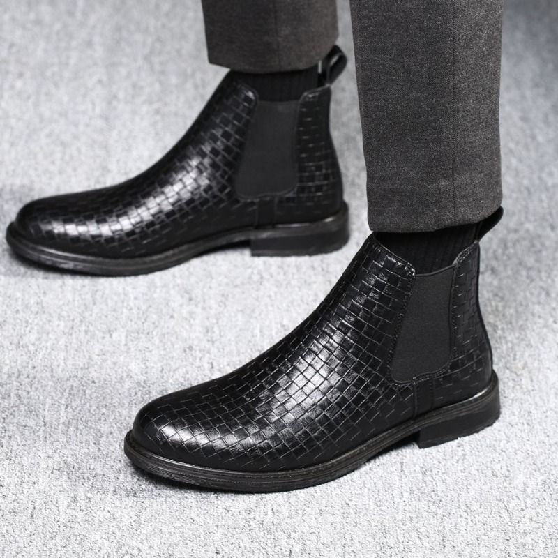 Chelsea Boots Men - Men's Woven Pattern Chelsea Boots PU
