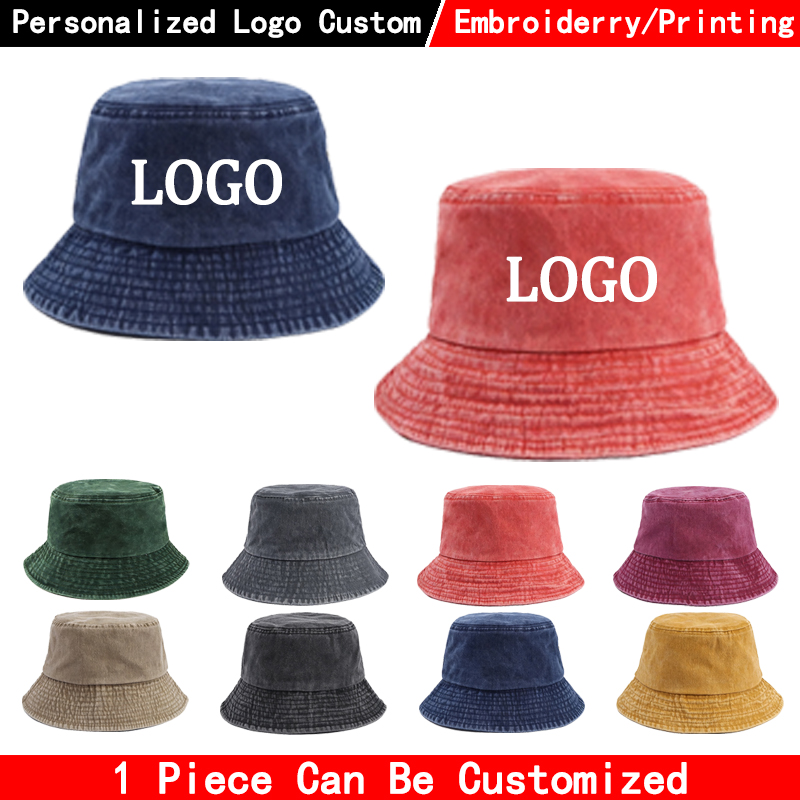 Men'S Fashion With Hat - Custom Logo Denim Bucket Hat Fashion