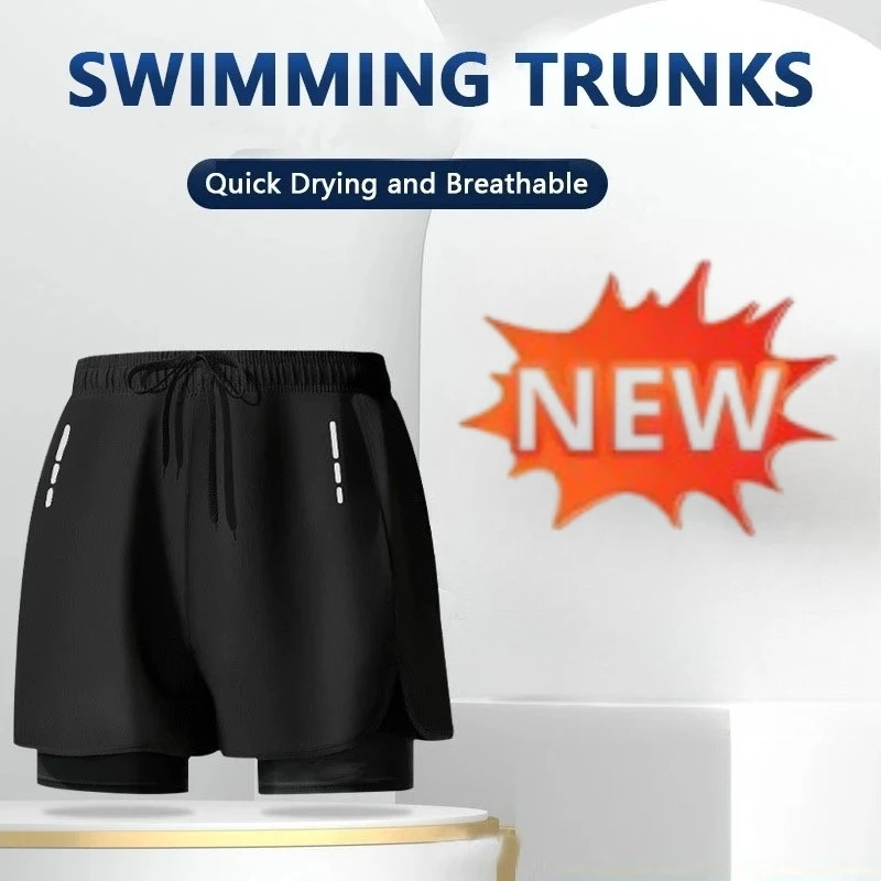 Swim Trunk Shorts - Men's 2‑in‑1 Swim Trunks Quick Dry