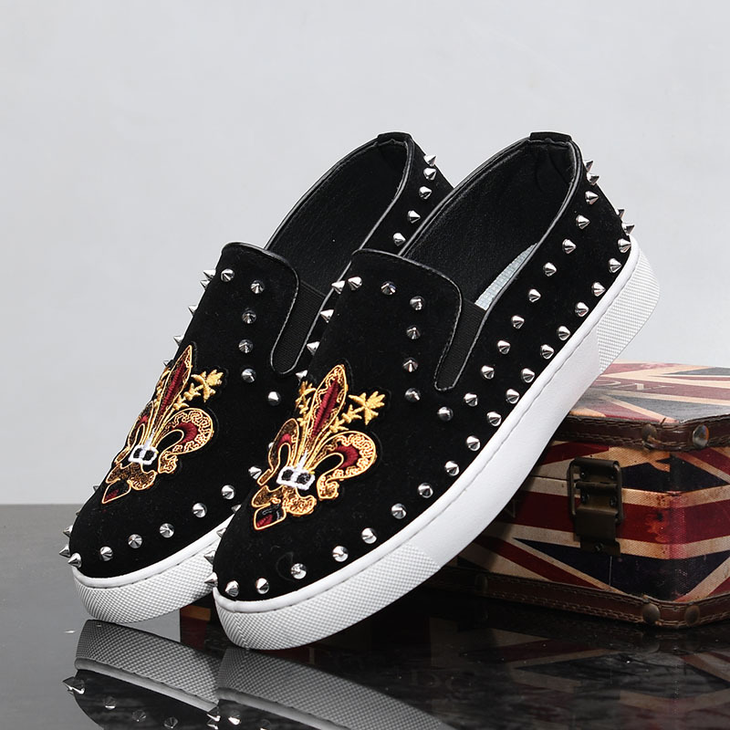 Rivets Embroidery Coiffeur Bla - Suede Loafers Men 评论和价格