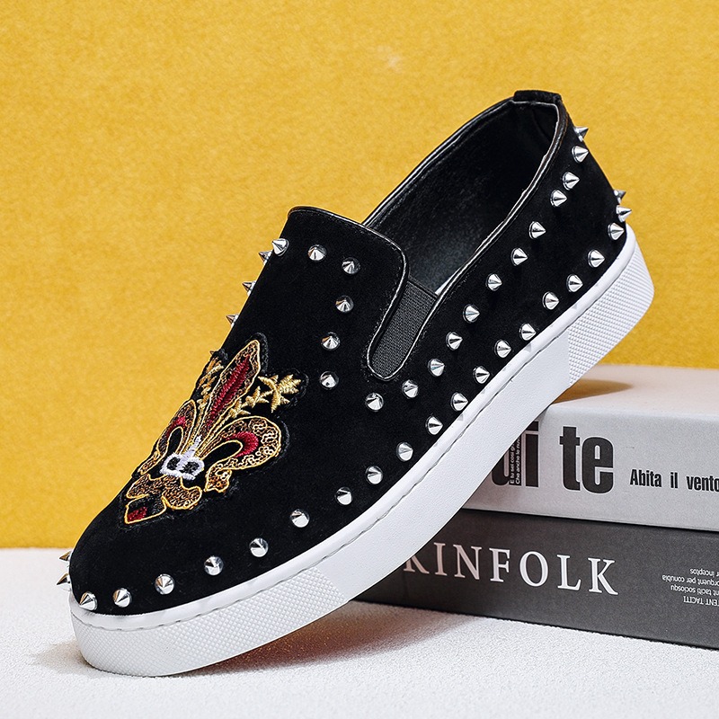 Rivets Embroidery Coiffeur Bla - Suede Loafers Men 评论和价格