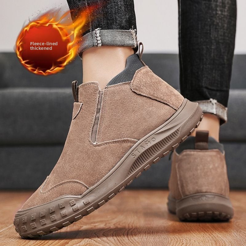 Winter Men's Shoes Plush Warm  - Suede Loafers Men 评论和价格