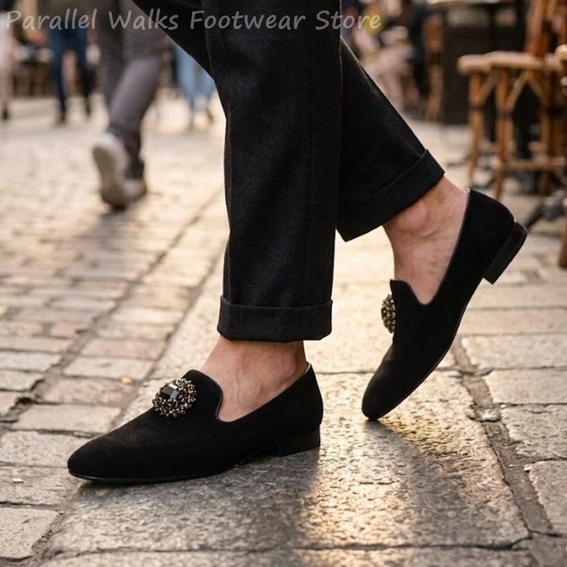 Men Suede Loafers Rhinestone C - Suede Loafers Men 评论和价格
