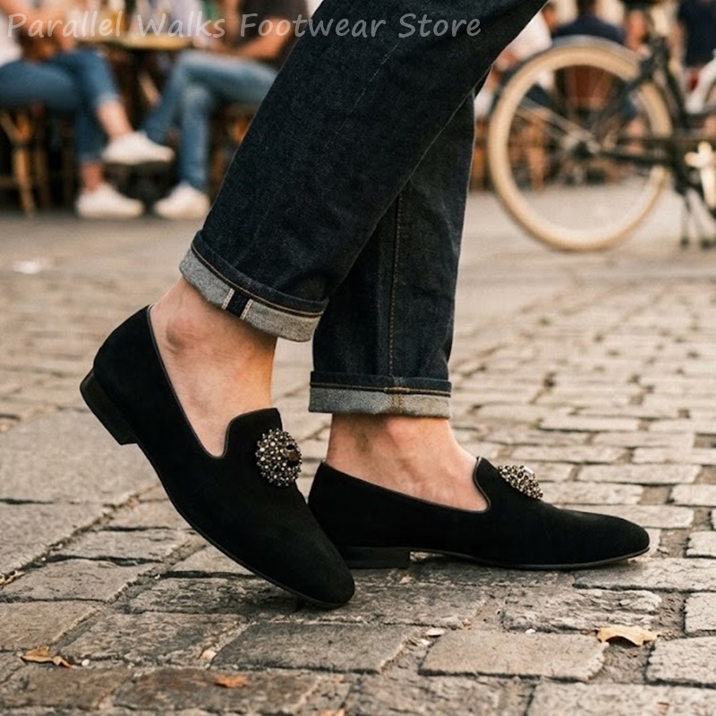 Men Suede Loafers Rhinestone C - Suede Loafers Men 评论和价格