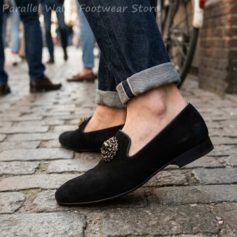 Men Suede Loafers Rhinestone C - Suede Loafers Men 评论和价格