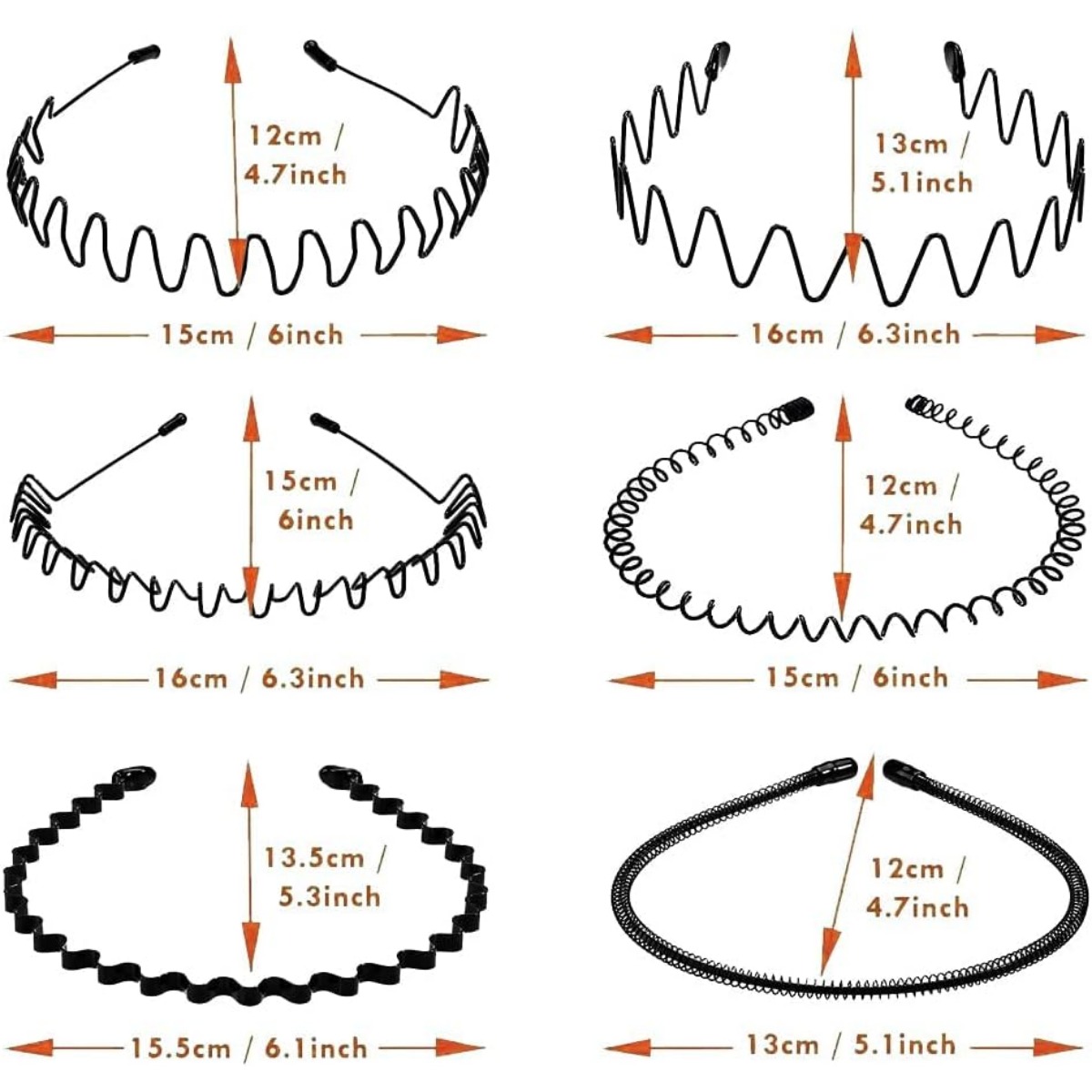 6PCS Fashion Black Metal Waved - Men Fashion Hair Style 评论和价格