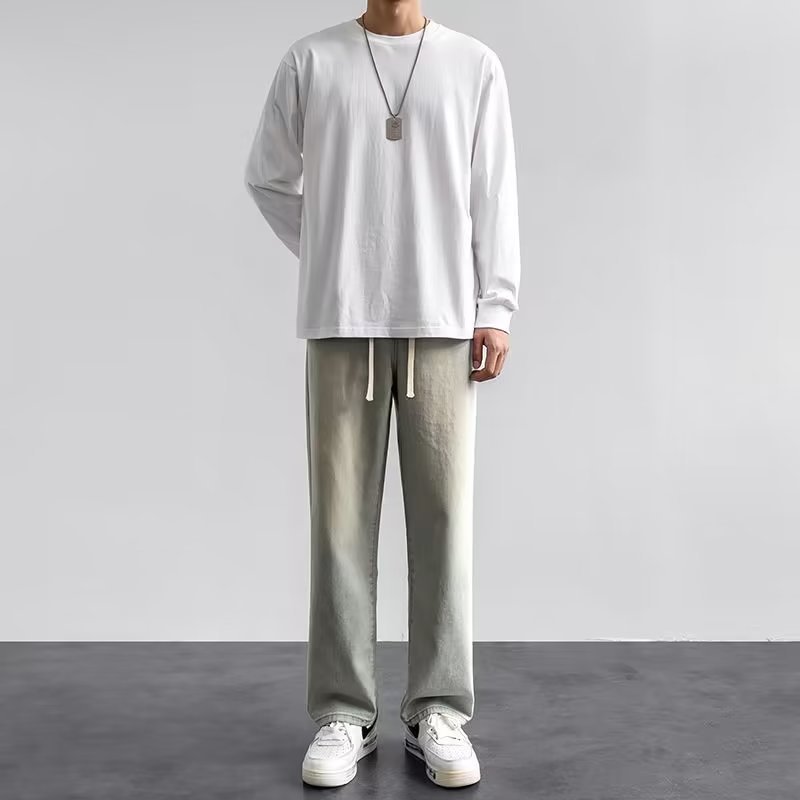 Korean Style Streetwear New Fa - Men'S Fashion Grey Jeans 评论和价格