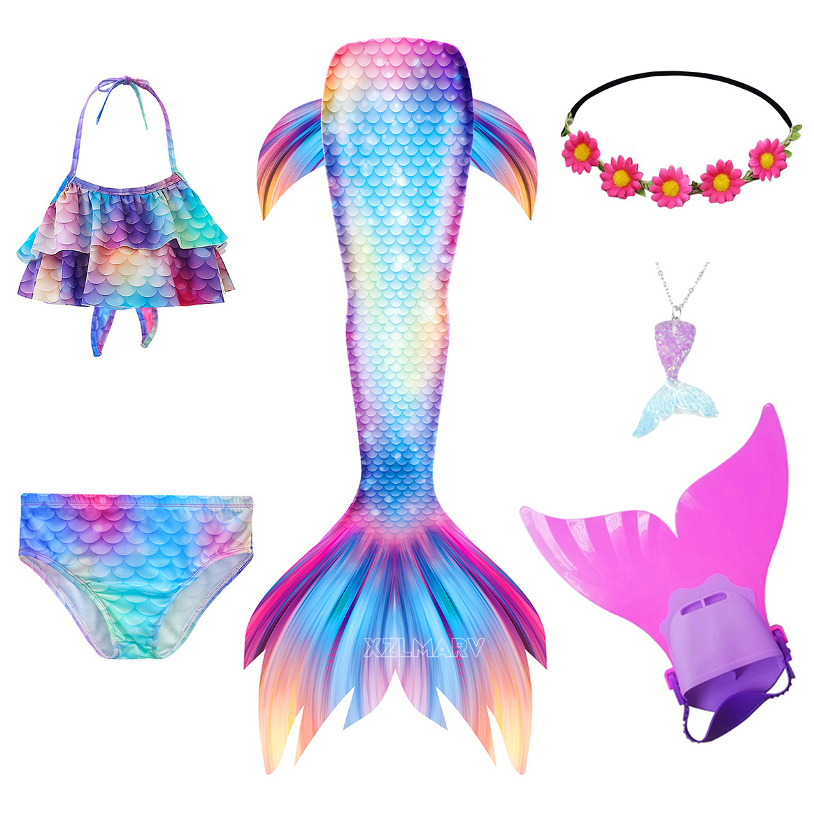 Girls Swimming Mermaid Tail Gi - Swim Trunk Shorts 评论和价格