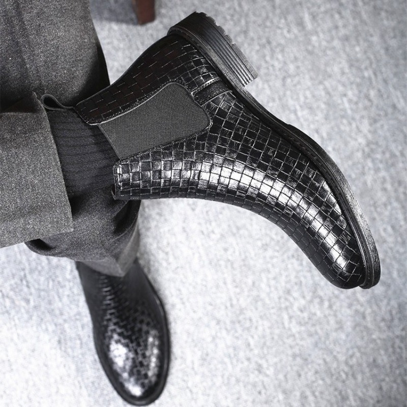 Men's Woven Pattern Chelsea Bo - Chelsea Boots Men 评论和价格