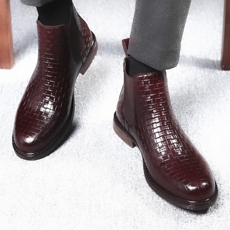 Men's Woven Pattern Chelsea Bo - Chelsea Boots Men 评论和价格