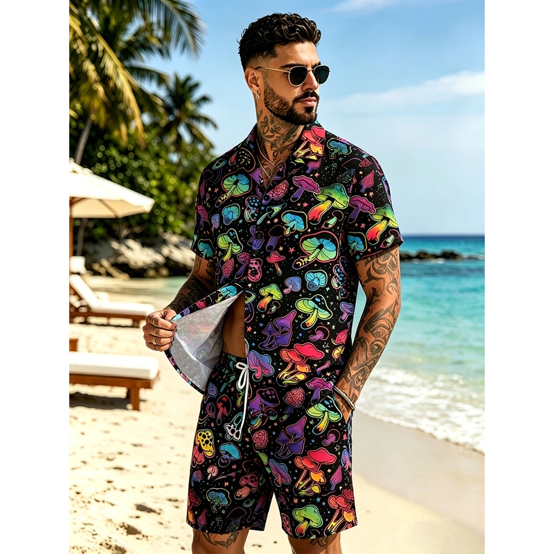 Men's Fashion 3D Mushroom Prin - Mens Fashion Streetwear 评论和价格