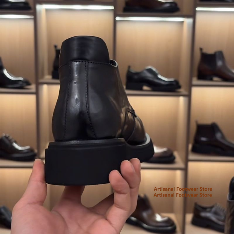 Black Leather Thick Sole Chels - Chelsea Boots Men 评论和价格
