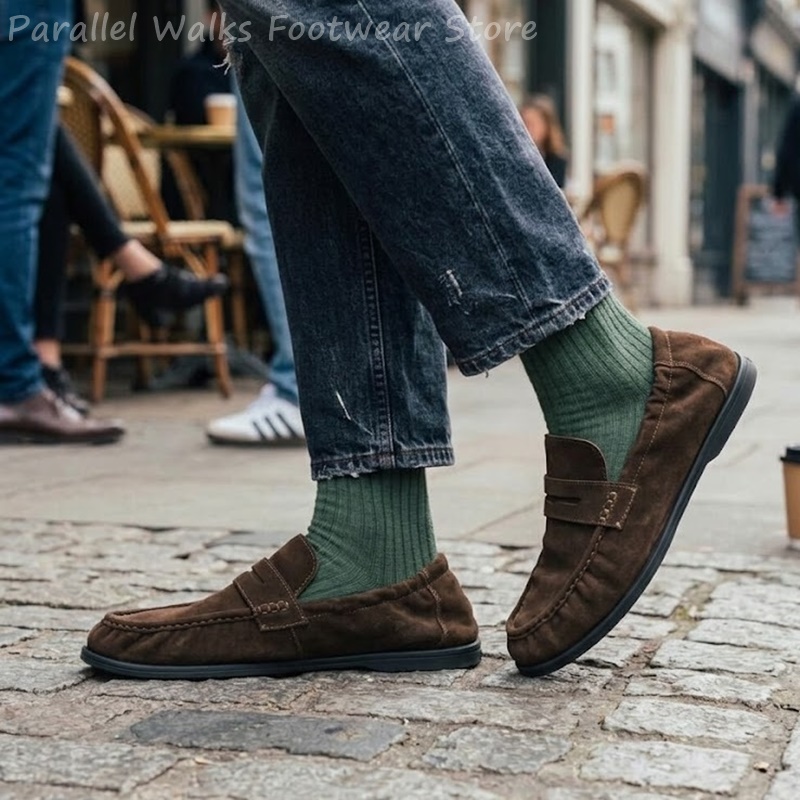 Men Soft Suede Loafers Elastic - Suede Loafers Men 评论和价格