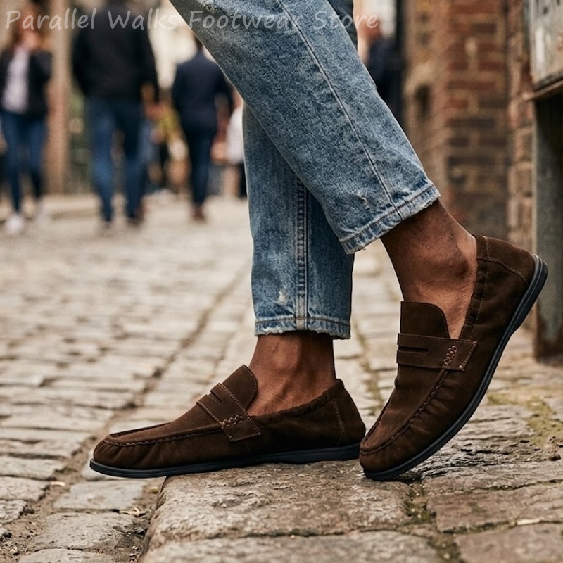 Men Soft Suede Loafers Elastic - Suede Loafers Men 评论和价格