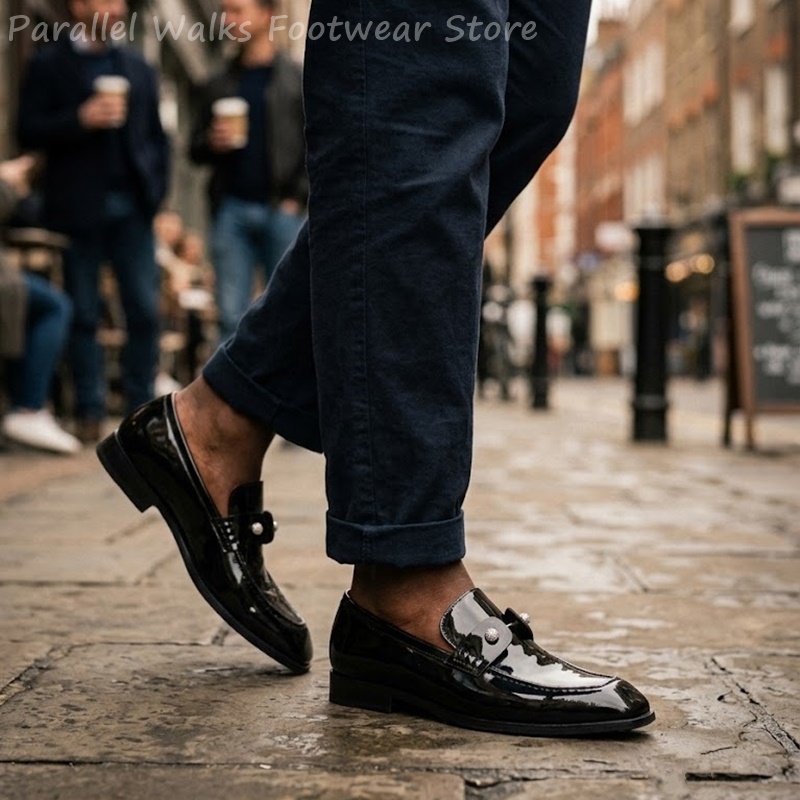 Men Black Patent Faux Suede Rh - Suede Loafers Men 评论和价格