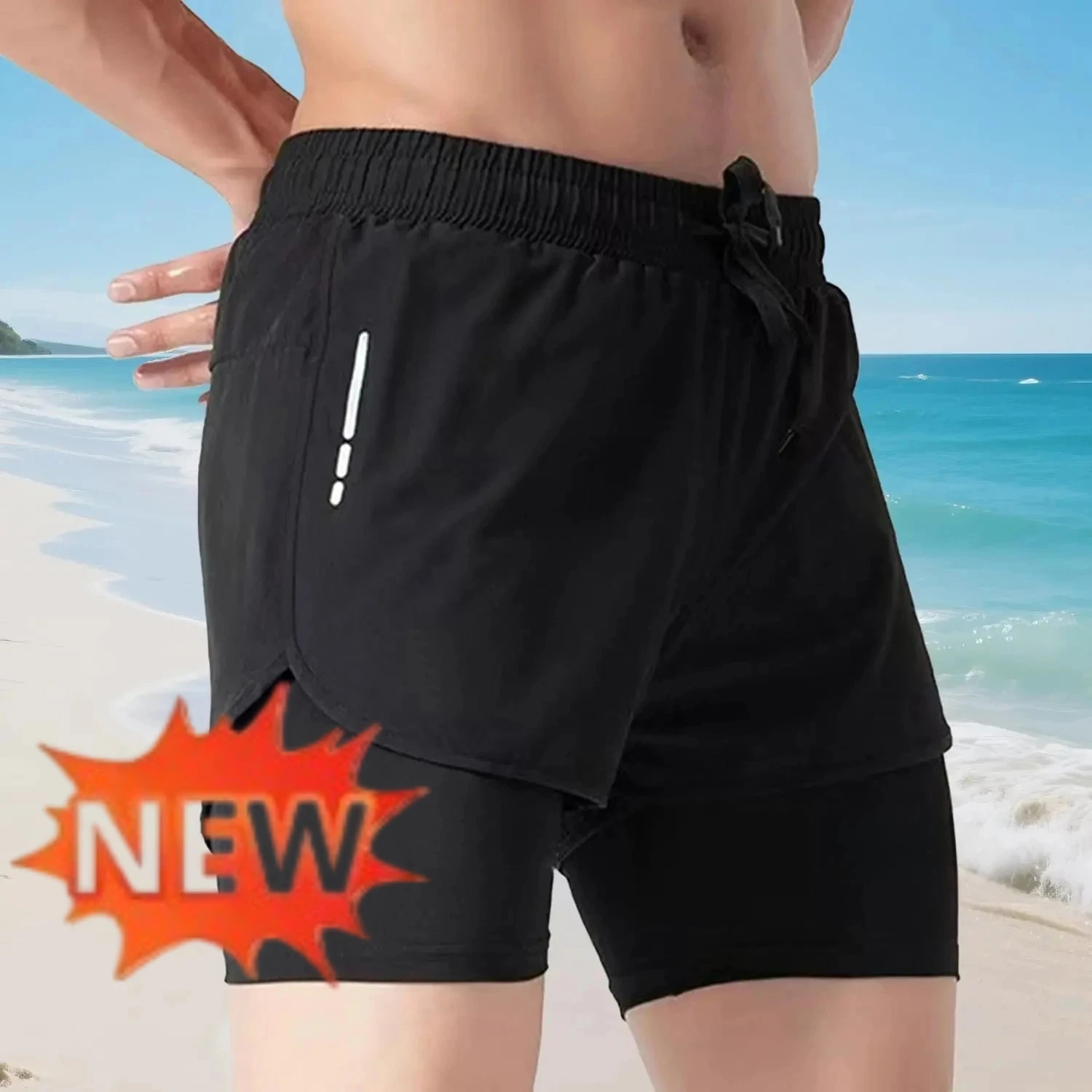 Men's 2‑in‑1 Swim Trunks Quick - Swim Trunk Shorts 评论和价格
