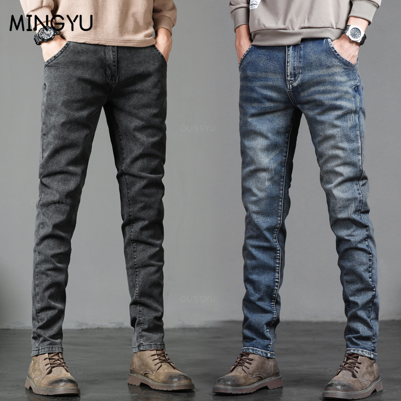 Spring Autumn Men's Classic Fa - Men'S Fashion Grey Jeans 评论和价格
