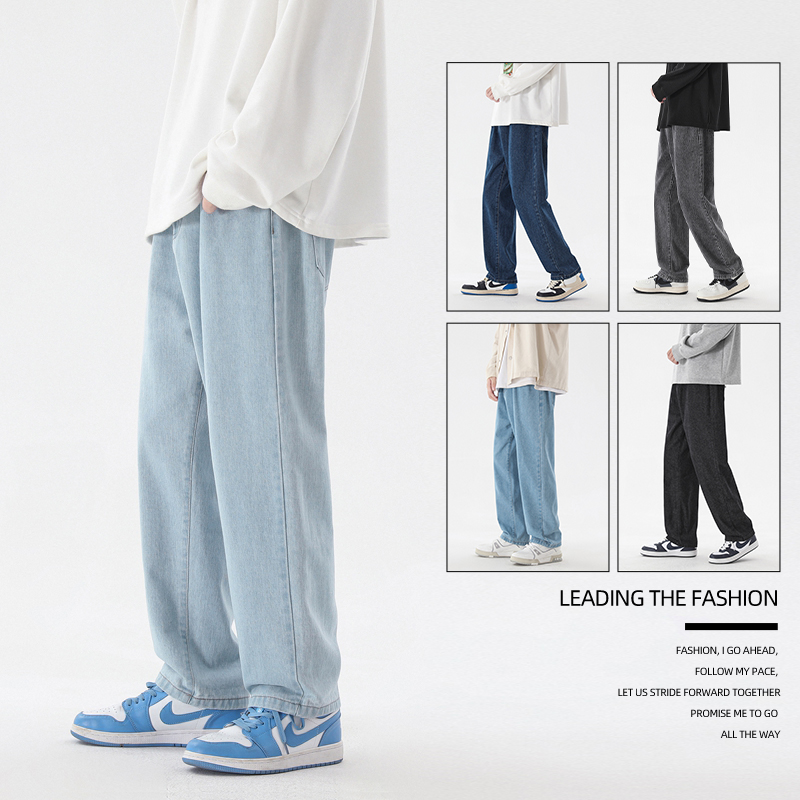 2023 New Korean Fashion Men's  - Men'S Fashion Grey Jeans 评论和价格