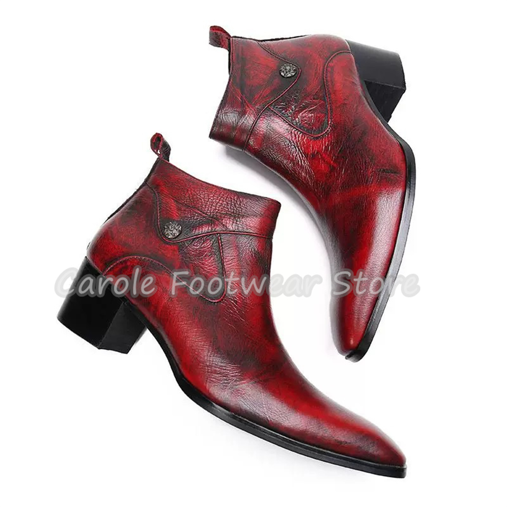 Vintage Square Toe Genuine Lea - Chelsea Boots Men 评论和价格
