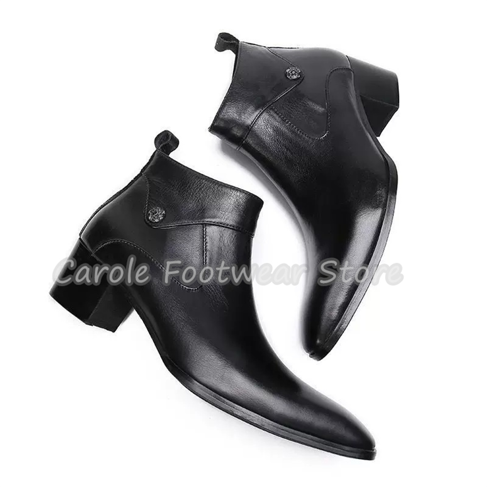 Vintage Square Toe Genuine Lea - Chelsea Boots Men 评论和价格