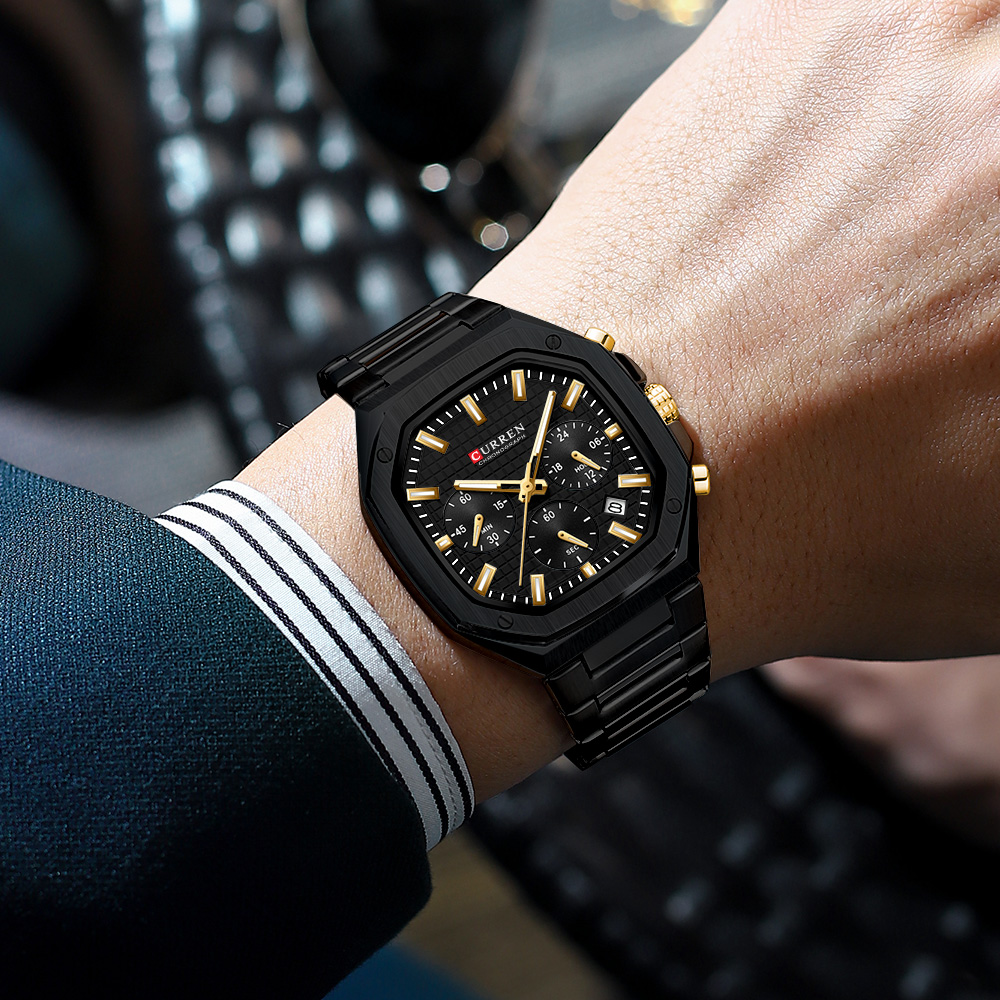 CURREN Luxury Square Chrono Wa - Mens Fashion Watch 评论和价格