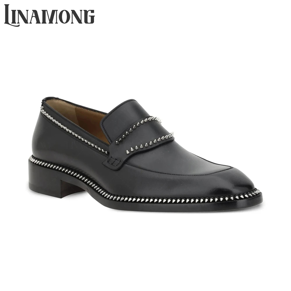 Black Spike Loafers Almond Toe - Suede Loafers Men 评论和价格
