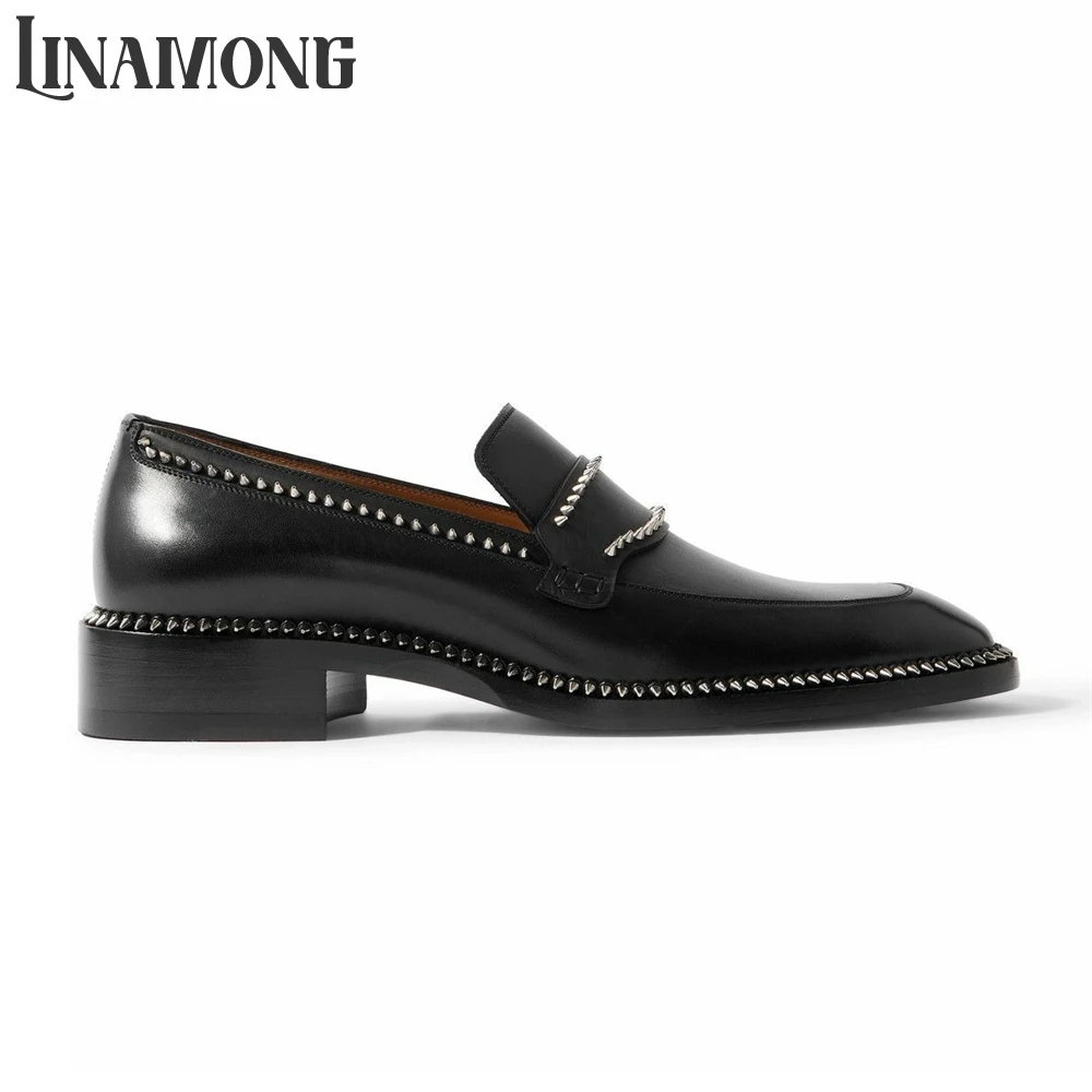 Black Spike Loafers Almond Toe - Suede Loafers Men 评论和价格
