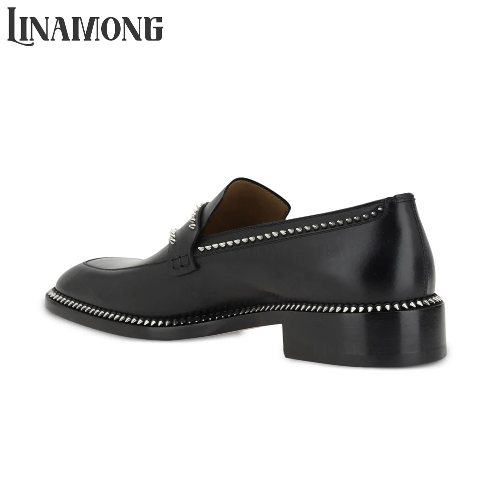 Black Spike Loafers Almond Toe - Suede Loafers Men 评论和价格