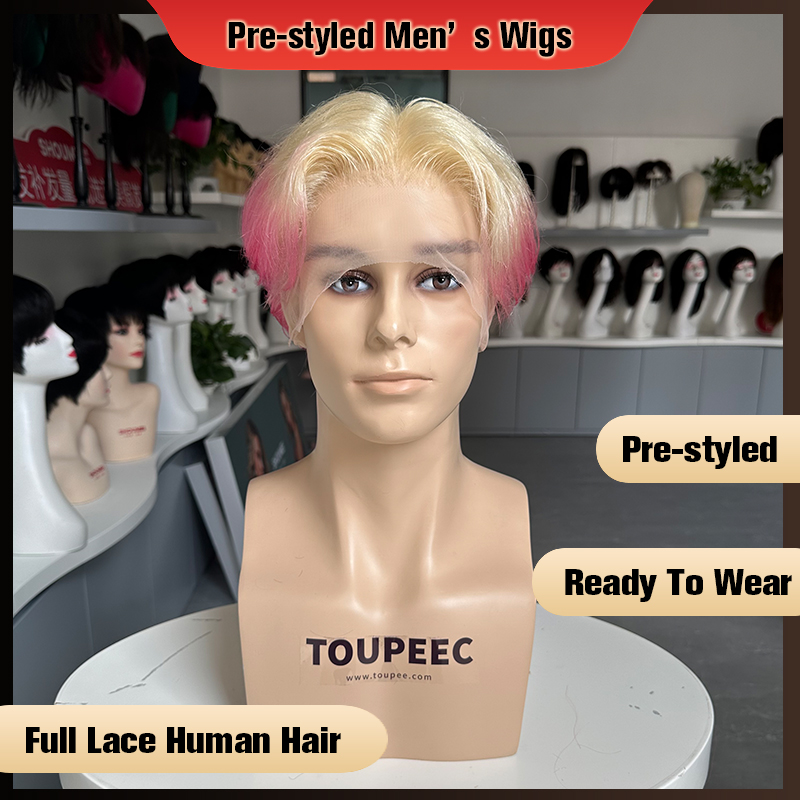 Pre-styled Men Full Lace Human - Men Fashion Hair Style 评论和价格