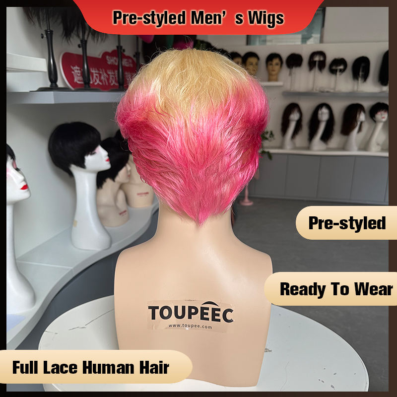 Pre-styled Men Full Lace Human - Men Fashion Hair Style 评论和价格
