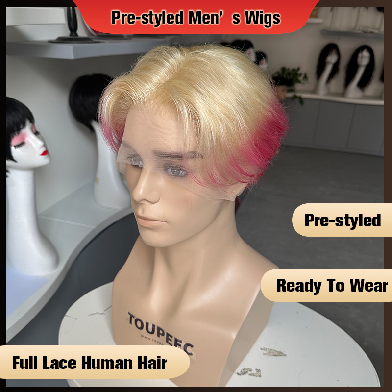 Pre-styled Men Full Lace Human - Men Fashion Hair Style 评论和价格