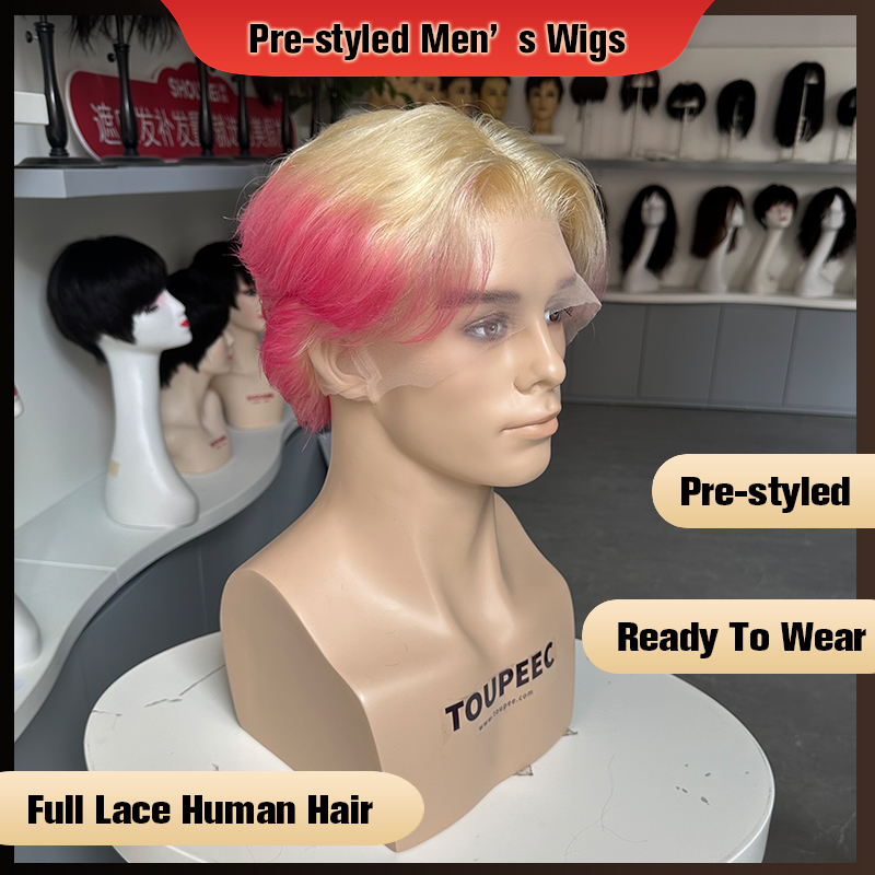 Pre-styled Men Full Lace Human - Men Fashion Hair Style 评论和价格