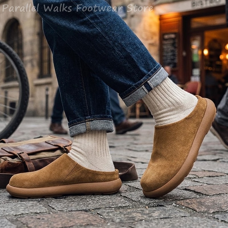 Unisex Suede Clogs Slip On Rou - Suede Loafers Men 评论和价格
